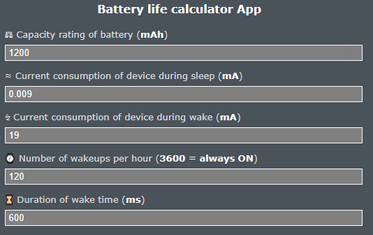 Battery life calculator | MySensors